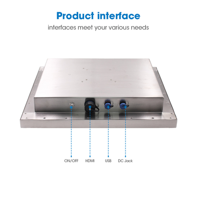 Résolution 1280*1024 Moniteur LCD argenté imperméable à l'eau 4 3 Rapport d'aspect VGA\\DVI\\USB Entrée