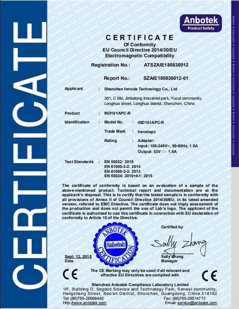 Chine Shenzhen Innoda Technology Co., Ltd. CN certifications