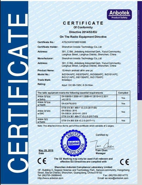 Chine Shenzhen Innoda Technology Co., Ltd. CN certifications